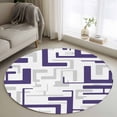 thumbnail image 1 of Blue Gray Geometric Stripes Round Living Room Rugs 4 ft, Modern Abstract Lines Maze Washable Area Rug with Non-Slip Sturdy Edge Binding Round Carpet for Entryway Kitchen Bedroom Bathroom, 1 of 9