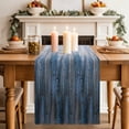 View of Blue Gray Gradient Dining Table Runner, Modern Abstract Industrial Wall ...
