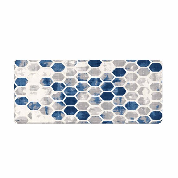 Blue Gray Hexagon Pattern Mouse Pad 31.5 x 11.82 Inches Rubber Desk Accessory for Office Home Gaming