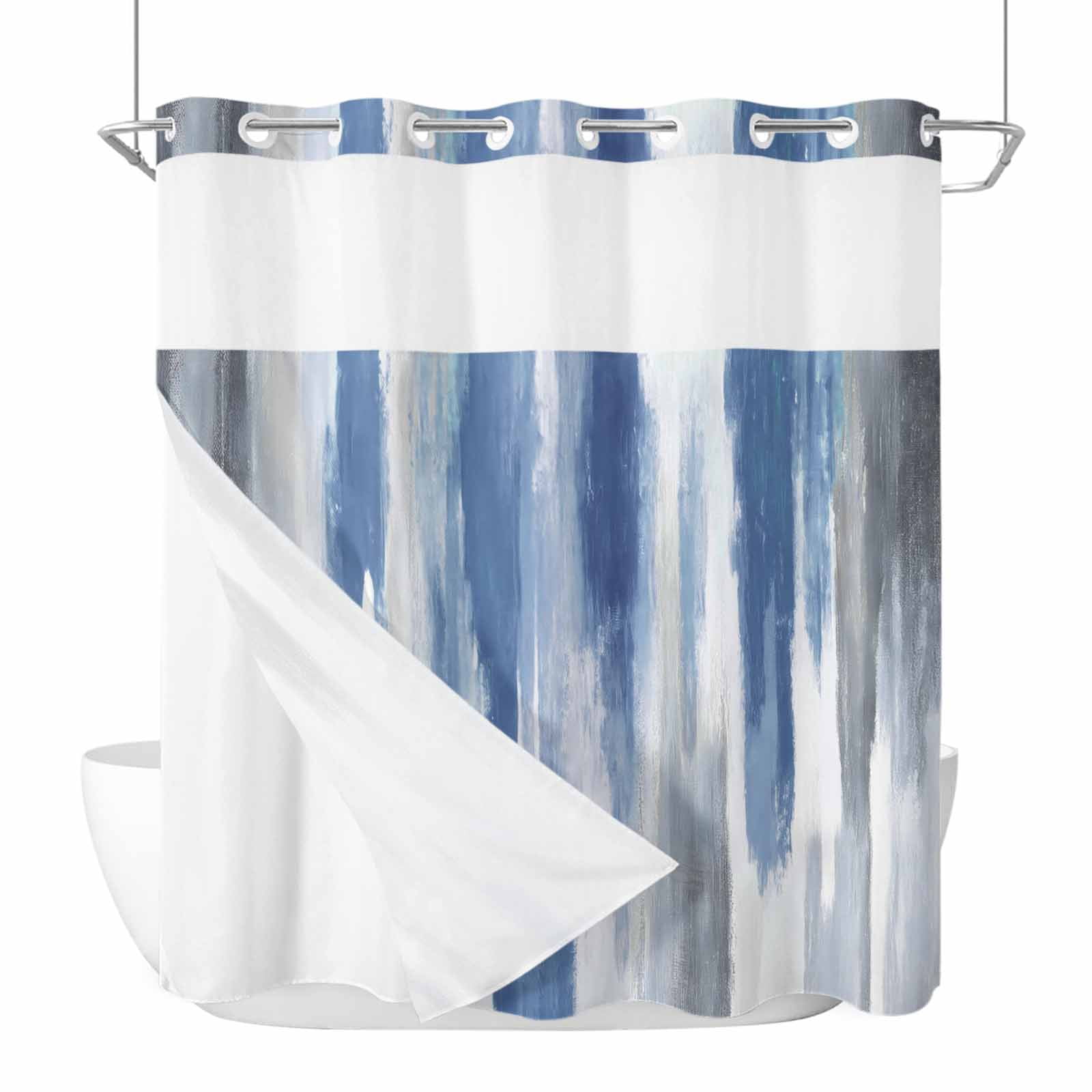 Blue Gray Shower Curtainnull
