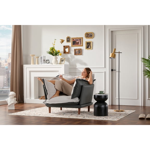 Blue Gray Hue - Feather - filled Armrests - Balcony and Bedroom - Soft and Gentle Leaning