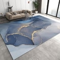thumbnail image 1 of Blue Gray Ink Marble Area Rug, Luxurious Gold Plated Geometric Texture Washable Rugs, With Anti-Slip Easy Clean Carpet For Living Room Bedroom Kitchen Dining Room Home Office 5 x 6ft, 1 of 6