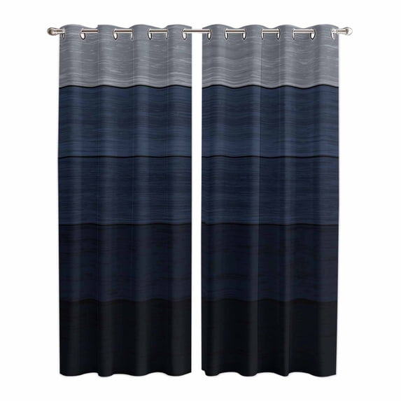 Blue Gray Kitchen Curtains 96 Inch Length, Farmhouse Vintage Gradient Abstract Art Grommet Top Bedroom Living Room Curtains, Light Filtering Cafe Curtain Drapes 2 Panels Set 104''x96''