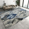 thumbnail image 1 of Blue Gray Leaves Texture Area Rug, Vintage Boho European Style Outdoor Carpet, Comfortable Soft And Breathable With Non-Slip For Living Room Bedroom Study Office Dining Room 4x6ft, 1 of 6