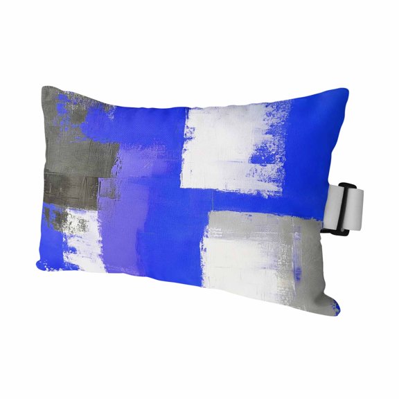 Blue Gray Outdoor Chaise Lounge Pillows Graffiti Art Abstract Geometric Color Blocks Modern Lumbar Pillows with Insert Adjustable Elastic Strap Headrest Pillow for Recliner 1 Pack 11x16 Inch
