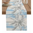 thumbnail image 1 of Blue Gray Palm Tree Table Runner Cotton Linen 120 Inch Holiday Dresser Scarves, Vintage Summer Botanical Tablerunner for Kitchen Coffee Dining Bedroom Home Living Room Dinner Scarf Décor 13''x120'', 1 of 9