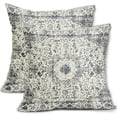 thumbnail image 1 of Blue Gray Pillow Covers 16x16 Set of 2 Boho Ethnic Carpet Grey Cream Print Rustic Decorative Throw Pillows Bohemian Design Outdoor PillowCase Linen Farmhouse Cushion Covers Decor for Couch Sofa Bed, 1 of 6