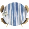thumbnail image 1 of Blue Gray Round Tablecloth, Fitted Table Cover with Elastic for 36"-44" Round Tables, Modern Simple Abstract White Ombre Texture Table Cloth Outdoor Indoor Dinning Party Waterproof Tablecloths, 1 of 7