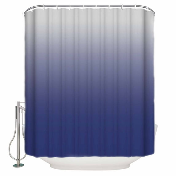 Blue Gray Shower Curtain, 60" x 72", Gradient Waterproof Bathroom Curtain Washable Shower Curtain Set with 12 Hooks
