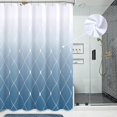 thumbnail image 1 of Blue and Gray Shower Curtain Set Light Blue and White Shower Curtain Blue Ombre Shower Curtain with Hooks Water Repellent Shower Curtain Linen Fabric Stripe Shower Curtain 72x72 inch Misty Blue, 1 of 6