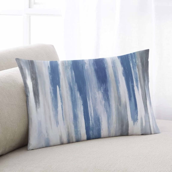 Blue Gray Small Pillow Covers, Modern Simple Abstract White Ombre Texture Soft Breathable Throw Pillow Cases with Invisible Zipper, Decorative Pillowcase Pillows Protectors for Sofa Bed Chair 12"x20"