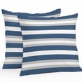 thumbnail image 1 of Blue Gray Stripe Outdoor Pillow Covers Set of 2 Abstract Waterproof Throw Pillow Case Decorative Square Cushion Cover for Patio Couch Garden Balcony, 18"x18", 1 of 9