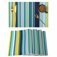 thumbnail image 1 of Blue Gray Stripe Placemats Set of 6, Modern Abstract Art Vertical Striped Placemats for Dining Table, Place Mats for Kitchen Tabletop, Waterproof Wipeable Dining Table Mats Set, 1 of 9