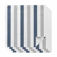 thumbnail image 1 of Blue Gray Striped Cloth Napkins, Farmhouse Stripe Art Washable and Reusable Dinner Napkins Set of 4, Table Napkin for Kitchen Party Birthday Wedding Hotel Housewarming 20"x20", 1 of 8