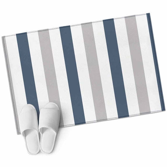 Blue Gray Striped Large Area Rugs for Bedroom Living Room, Soft Non Slip Carpet Bedside Rug, Farmhouse Stripe Art Rectangular Floor Cover Kitchen Accent Rug 2'x3' for Dining Room/Office