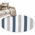 thumbnail image 1 of Blue Gray Striped Large Area Rugs for Bedroom Living Room, Soft Non Slip Carpet Bedside Rug, Farmhouse Stripe Art Round Floor Cover Kitchen Accent Rug 3' for Dining Room/Office, 1 of 9
