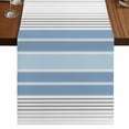 thumbnail image 1 of Blue Gray Stripes 108 Inch Table Runner, Contemporary Minimalist Abstract Lines Farmhouse Dresser Scarf Cotton & Linen Tablerunner for Dining/Kitchen Island/Holiday Party Décor 13" x 108", 1 of 9