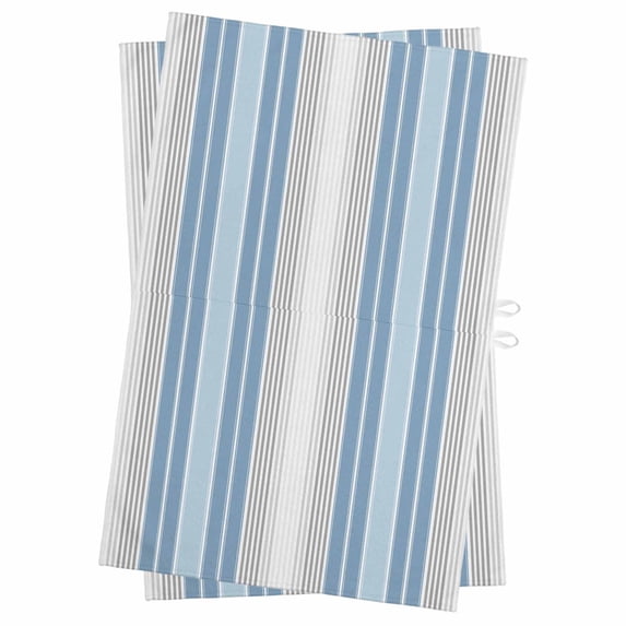 Blue Gray Stripes Kitchen Towels Set of 2, Water Absorbent Dish Towel, Contemporary Minimalist Abstract Lines Decorative Hand Towels - Quick Drying Cloth for Cooking Baking, 18x28 Inch
