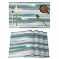 thumbnail image 1 of Blue Gray Stripes Placemats Set of 4, Watercolor Modern Abstract Minimalist Placemats for Dining Table, Place Mats for Kitchen Tabletop, Waterproof Wipeable Dining Table Mats Set, 1 of 9