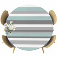 thumbnail image 1 of Blue-Gray Stripes Round Fitted Table Cover Waterproof Table Cloth with Elastic Edge Wipeable Tablecloth for Picnic Camping Party Fits 45"-54" Diameter, 1 of 8