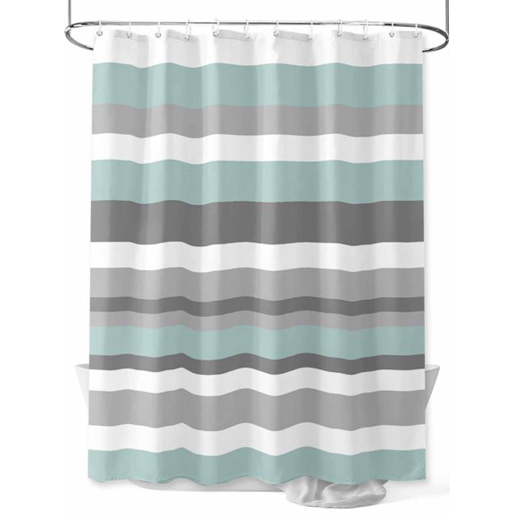 Blue-Gray Stripes Shower Curtain, Waterproof Shower Curtain Set with 12 Hooks Lightweight Washable Fabric Shower Curtains for Bathroom 72x84 Inches