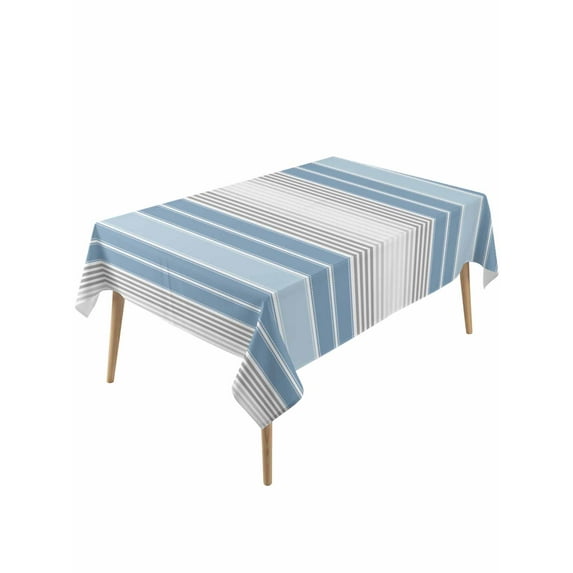 Blue Gray Stripes Table Cloth, Contemporary Minimalist Abstract Lines Waterproof Tablecloth for Rectangle Tables, Reusable Washable Fabric Table Cover for Restaurant Kitchen Dining Tables 54"x108"