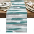 thumbnail image 1 of Blue Gray Stripes Table Runner - 60 Inch Long, Kitchen Dining Table Runner Dresser Scarves, Watercolor Modern Abstract Minimalist Farmhouse Decor for Coffee Tables Wedding Party Banquet, 1 of 8
