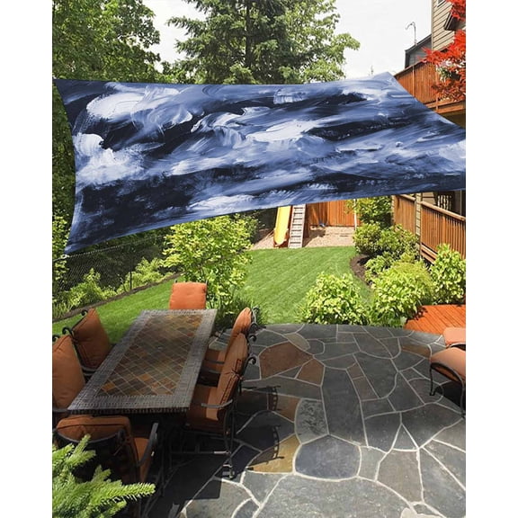 Blue Gray Sun Shade Sail 14'X18' Abstract Modern Retro Polypropylene Pigment Taxture UV Block Outdoor Sail Shades Breathable Waterproof Rectangular Sunshade for Patio Garden Pool Pergola Porch