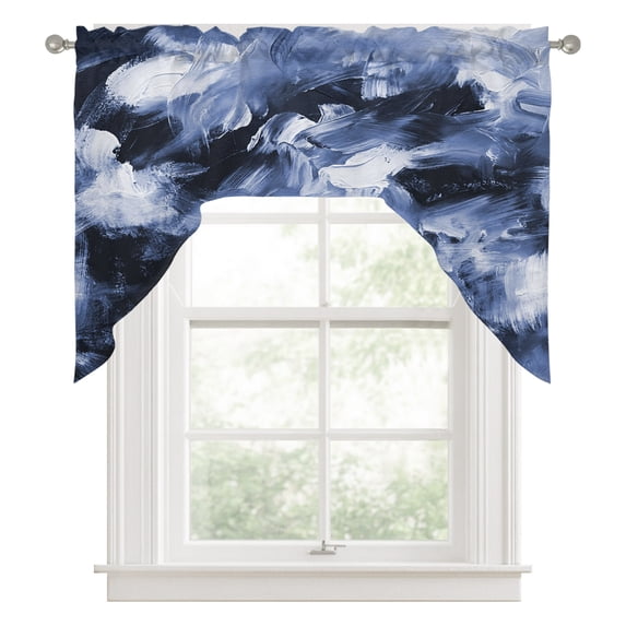 Blue Gray Swag Valance for Windows, Abstract Modern Retro Polypropylene ...