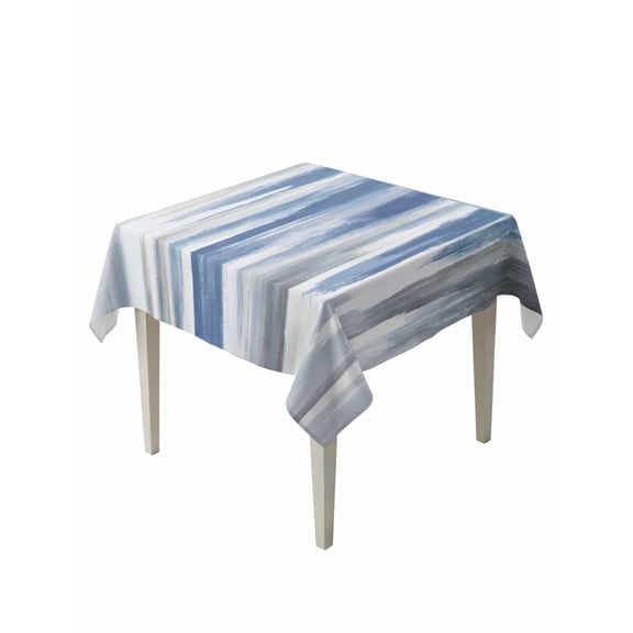 Blue Gray Table Cloth, Modern Simple Abstract White Ombre Texture Waterproof Tablecloth for Square Tables, Reusable Washable Fabric Table Cover for Restaurant Kitchen Dining Tables 54"x54"