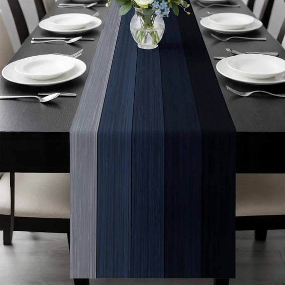 Blue Gray Table Runner 120 Inches Long, Farmhouse Vintage Gradient Abstract Art Kitchen Coffee Dining Table Decoration for Home Party Birthday Wedding Home Decor 13x120 Inches