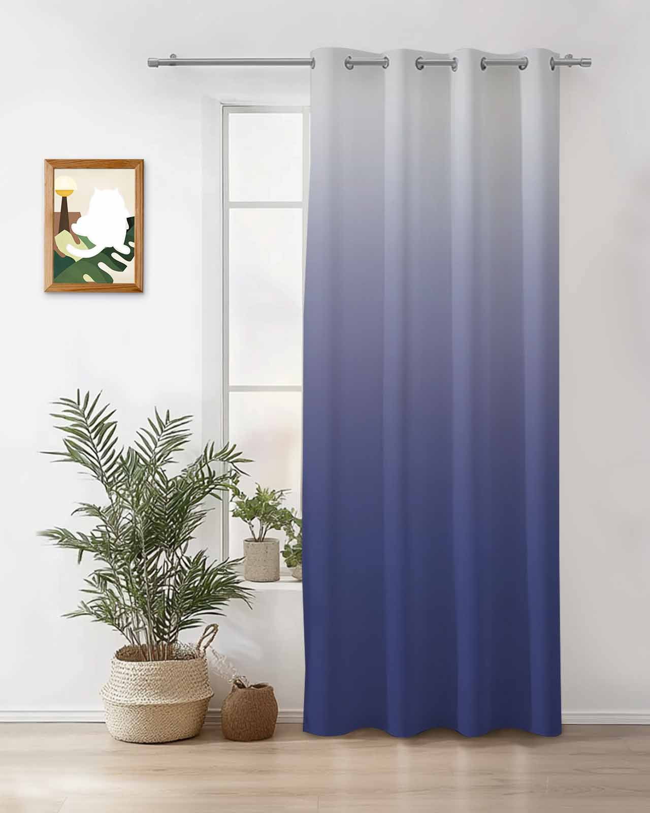 Blue Gray Thermal Insulated Blackout Curtains for Bedroom 24 Length ...