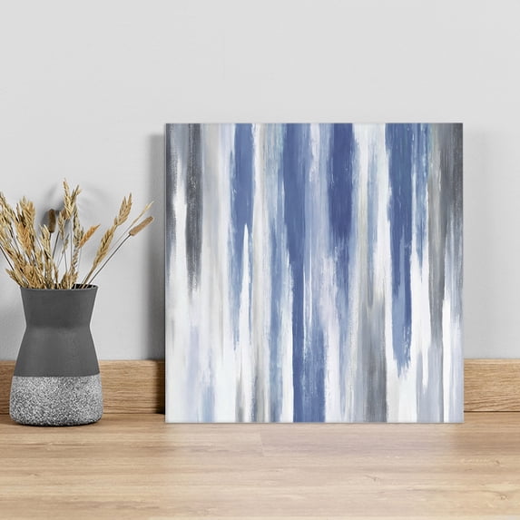 Blue Gray Wall Art Painting on Canvas, Modern Simple Abstract White Ombre Texture Canvas Art Home Prints Wall Art Framed Modern Artwork for Living Room Bedroom Wall Decor 20x20in