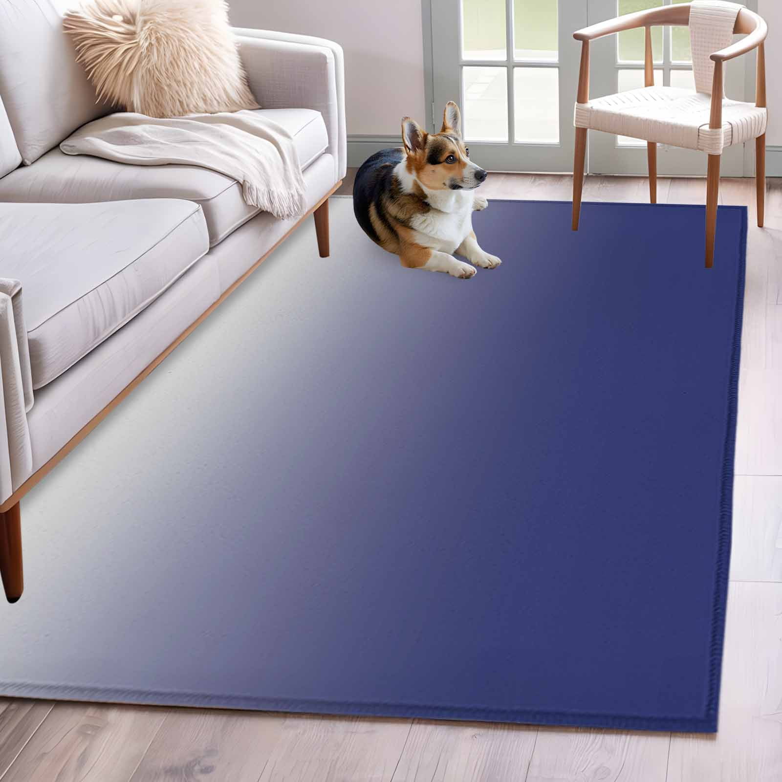 Blue Gray Washable Area Rug 4x6 Gradient Low-Profile Large Area Rugs ...