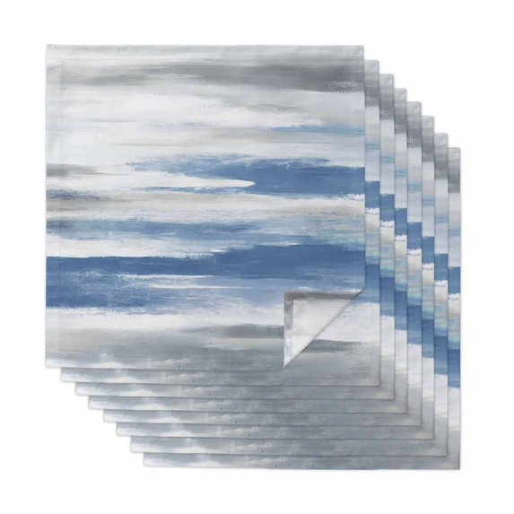 Blue Gray White Cloth Napkins, Modern Abstract Mottled Aesthetic Washable and Reusable Dinner Napkins Set of 8, Table Napkin for Kitchen Party Birthday Wedding Hotel Housewarming 20"x20"