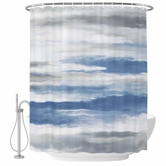 Blue Gray White Shower Curtain, Waterproof Shower Curtains for Bathroom, Modern Abstract Mottled Aesthetic Washable Fabric Bathtub Curtain Set Bath Decor with 12 Hooks Standard 72"x72"