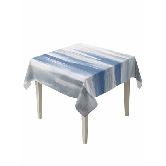 Blue Gray White Table Cloth, Modern Abstract Mottled Aesthetic Waterproof Tablecloth for Square Tables, Reusable Washable Fabric Table Cover for Restaurant Kitchen Dining Tables 54"x54"