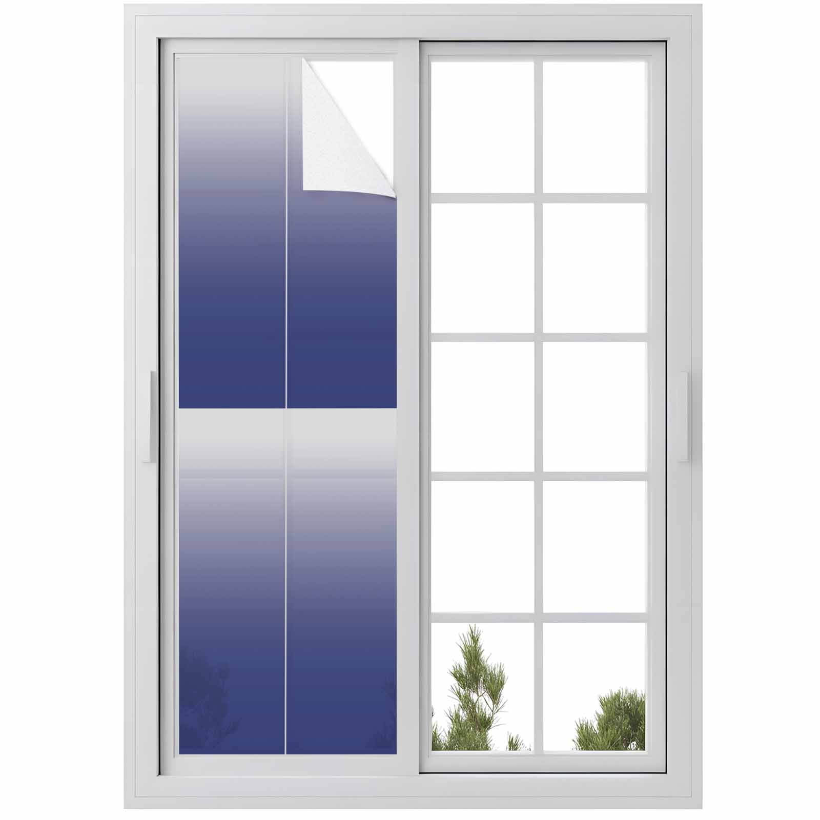 Blue Gray Window Privacy Film Gradient Decorative Glass Window Film UV ...