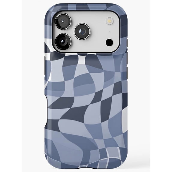 Select Tip Image Blue-Gray and Navy Warped Checkerboard Tough iPhone Case, Dual-Layer ...