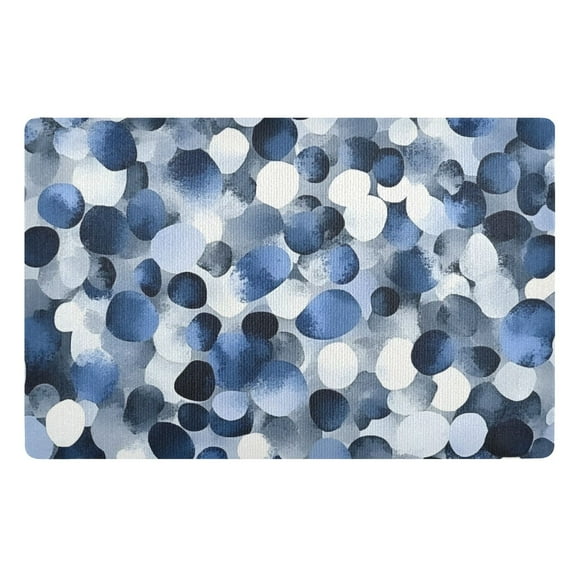 Blue Gray and White Dots Floor Door Mat Outdoor Indoor for Home Entrance Welcome Mats 32"x20"