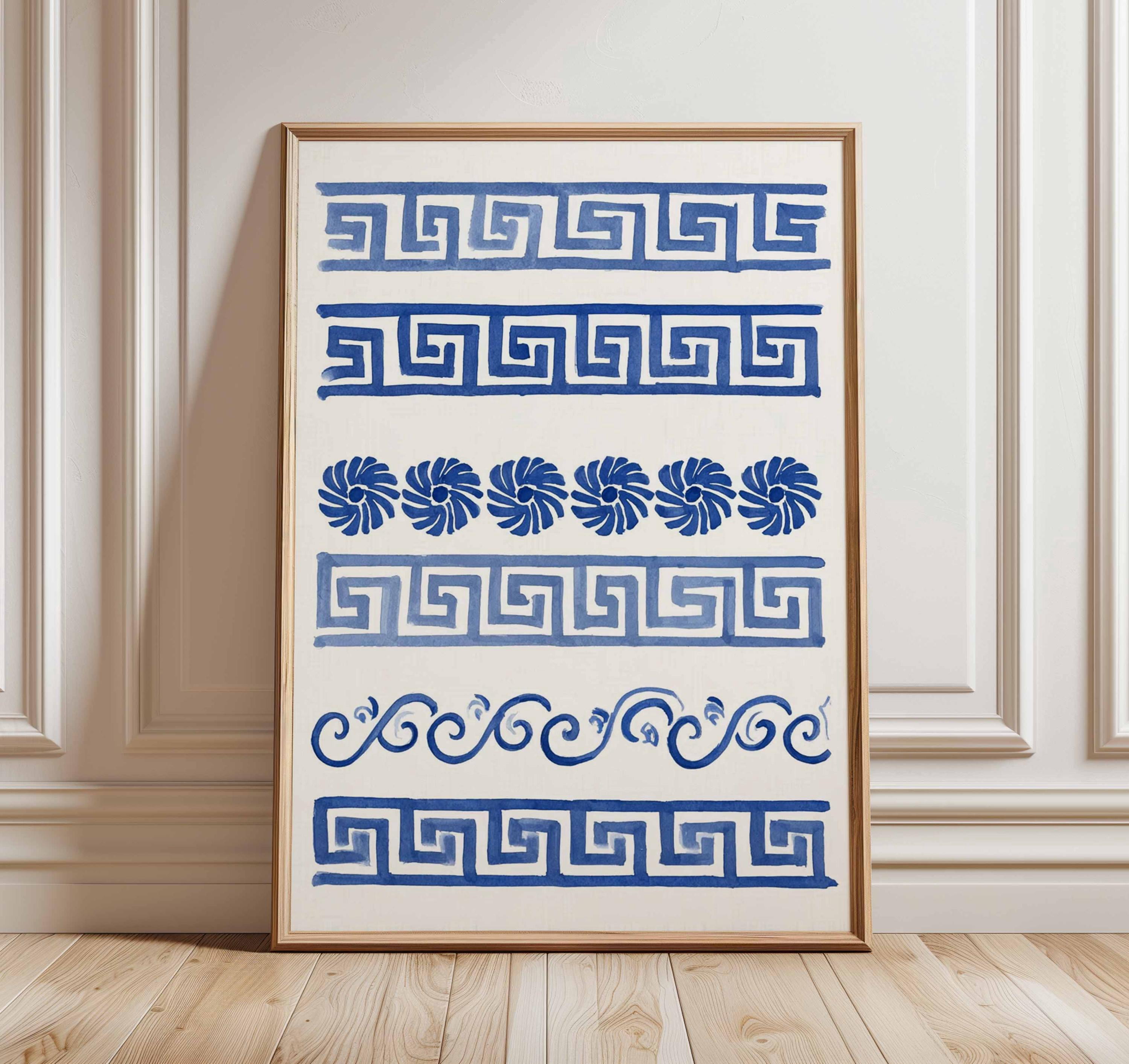 Blue Greek Key Pattern Art Print, Hellenic Decor , Poster Print Only ...