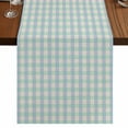 thumbnail image 1 of Blue Green 36 Inch Table Runner, Grid Checkered Plaid Gingham Lattice Trellis Farmhouse Dresser Scarf Cotton & Linen Tablerunner for Dining/Kitchen Island/Holiday Party Décor Small 13" x 36", 1 of 9
