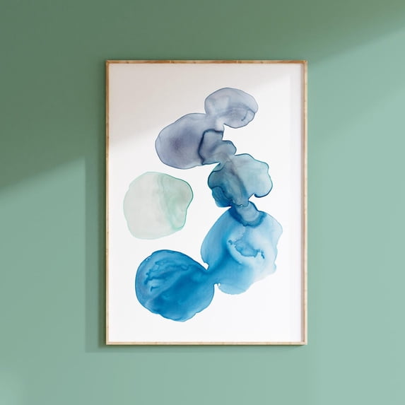 Blue Green Abstract Wall Art Print, Beachy Bathroom Decor - Walmart.com