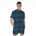 thumbnail image 1 of Blue Green And Red Tartan Pattern Short Sleeve Men'S Rompers, Tartan Plaid Retro Casual Summer Jumpsuits Outfit, 1 of 4