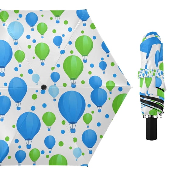 Blue Green Balloon Compact Sun Umbrella Windproof Travel Umbrellas for Rain Strong Portable UV Protection