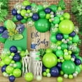 thumbnail image 1 of Blue and Green Balloon Garland Arch Kit, 100 PCS Lime Light Green Navy Blue Silver Confetti Latex Balloons Arch Kit for Boys Jungle Safari Dinosaur Birthday Football Game Party Decorations Supplies, 1 of 17