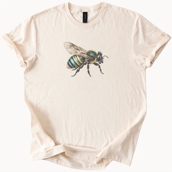 Blue Green Bee Graphic Shirt Realistic Insect Nature Bug Illustration ...