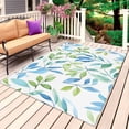 thumbnail image 1 of Blue Green Botanical Outdoor Rug for Patio/Deck/Porch, Non-Slip Large Area Rug 3 x 5 Ft, Pastoral Summer Spring Leaf Indoor Outdoor Rugs Washable Area Rugs, Reversible Camping Rug Carpet Runner, 1 of 8