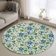 thumbnail image 1 of Blue Green Botanical Round Area Rug 3Ft Washable Small Circle Rugs for Kitchen Entryway, Spring Floral Summer Rustic Non-Slip Carpet Floor Mats Indoor Outdoor Carpet Runner Aesthetic Home Decor, 1 of 8