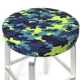 thumbnail image 1 of Blue Green Camouflage Round Bar Stool Seat Covers, Elastic Round Chair Cover Stool Seat Slipcover Bar Stool Cushions Round Pad for 12-14 inch, 1 of 5